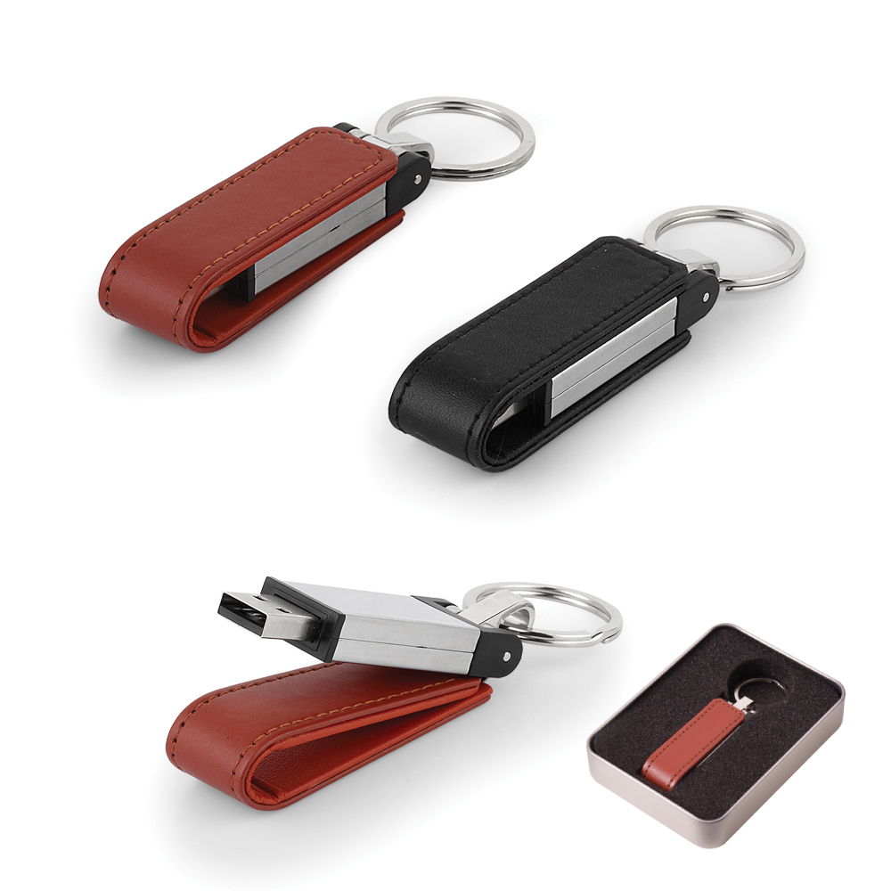 16 GB Deri Metal Anahtarlık USB Bellek